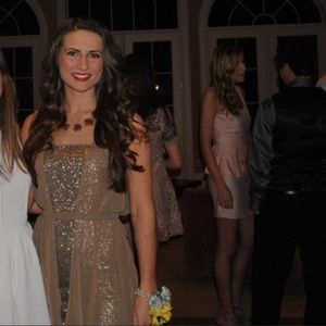 Marineblu mini dress with tan sheer overlay